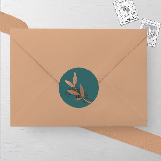 トウヒとブロンズの秋リーフ結婚の丸いステッカー ラウンドシール