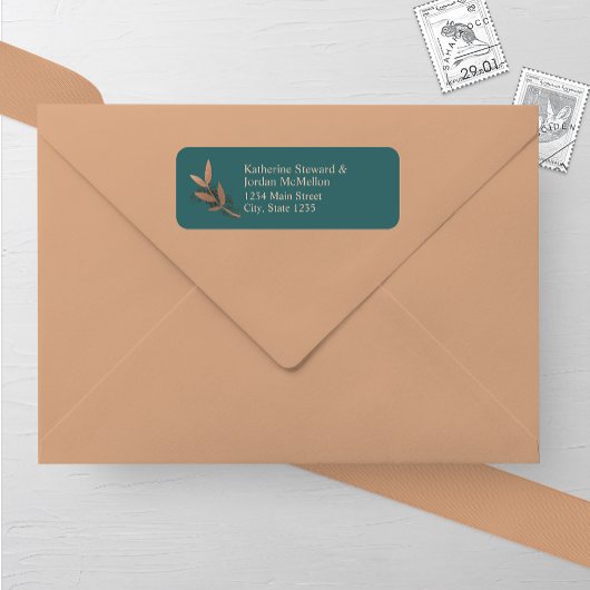 トウヒとブロンズの秋リーフ結婚の差出人住所 ラベル
