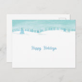 トウヒの木々が幸せな雪の冬の風景 シーズンポストカード (正面/裏面)