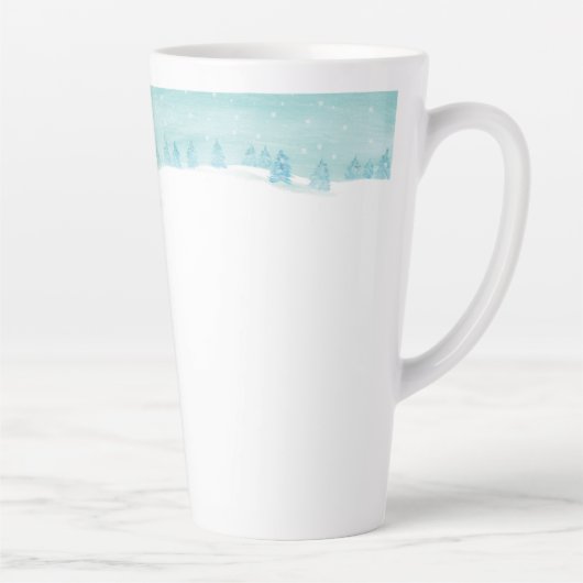 トウヒの木が茂る雪の多い冬の森林の風景 カフェラテマグ (右)