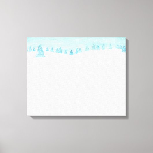 トウヒの木が茂る雪の多い冬の森林の風景 キャンバスプリント (正面)