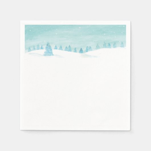 トウヒの木が茂る雪の多い冬の森林の風景 スタンダードカクテルナプキン (正面)