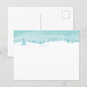 トウヒの木が茂る雪の多い冬の森林の風景 ポストカード