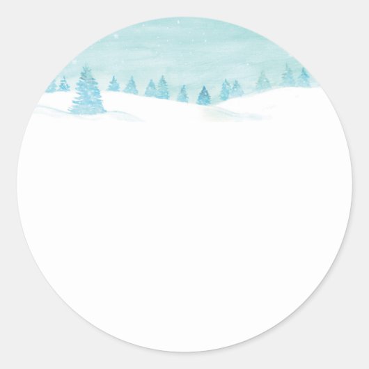 トウヒの木が茂る雪の多い冬の森林の風景 ラウンドシール (正面)