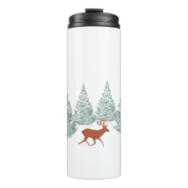 トウヒの木に覆われた雪の下の茶色の鹿 タンブラー