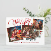 トウヒの枝フォトグリーティングカードを使用した新年 案内状 (スタンド正面)