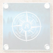 トウヒの森のコンパス星印モノグラム霧 ガラスコースター (裏面)