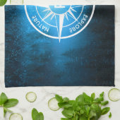 トウヒの森のコンパス星印モノグラム霧 キッチンタオル (折り畳み)