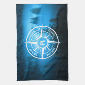 トウヒの森のコンパス星印モノグラム霧 キッチンタオル (縦)