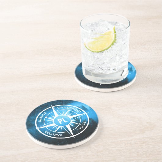 トウヒの森のコンパス星印モノグラム霧 コースター (側面)