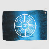 トウヒの森のコンパス星印モノグラム霧 ゴルフタオル (横)