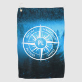 トウヒの森のコンパス星印モノグラム霧 ゴルフタオル (正面)