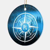 トウヒの森のコンパス星印モノグラム霧 セラミックオーナメント (左)