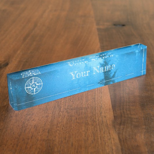 トウヒの森のコンパス星印モノグラム霧 デスクネームプレート (側面)