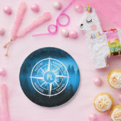 トウヒの森のコンパス星印モノグラム霧 ペーパープレート (パーティー)