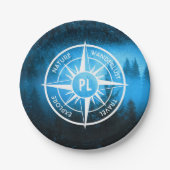 トウヒの森のコンパス星印モノグラム霧 ペーパープレート (正面)