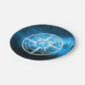 トウヒの森のコンパス星印モノグラム霧 ペーパープレート (アングル)