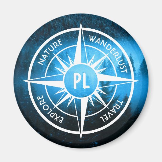 トウヒの森のコンパス星印モノグラム霧 マグネット (正面)