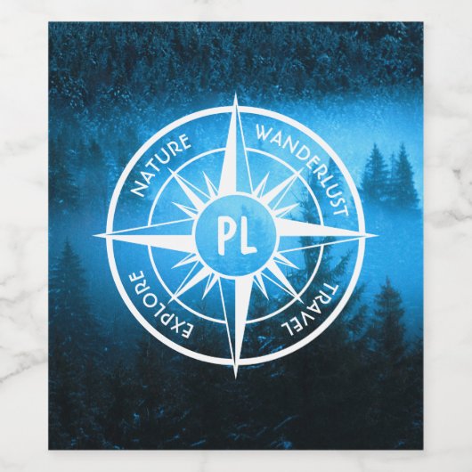 トウヒの森のコンパス星印モノグラム霧 ワインラベル (シングルラベル)