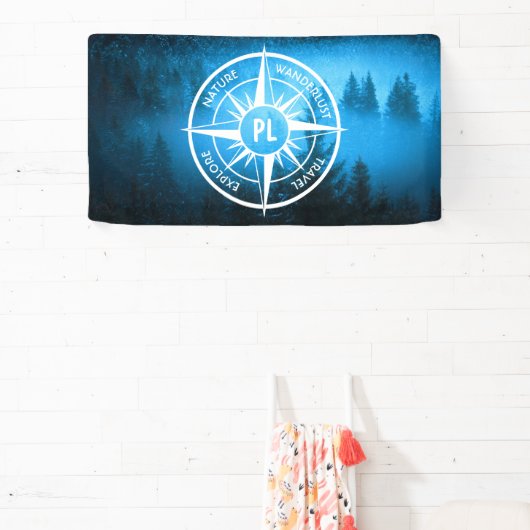 トウヒの森のコンパス星印モノグラム霧 横断幕 (インサイチュ)