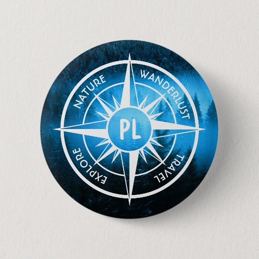 トウヒの森のコンパス星印モノグラム霧 缶バッジ (正面)