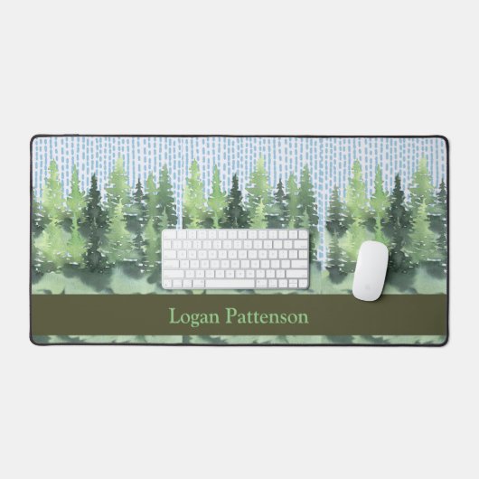 トウヒ緑の木が植えられたデスクマット デスクマット (キーボード&マウス)