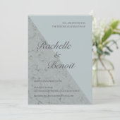 トウヒ青い灰色のエレガント大理石結婚の 招待状 (スタンド正面)