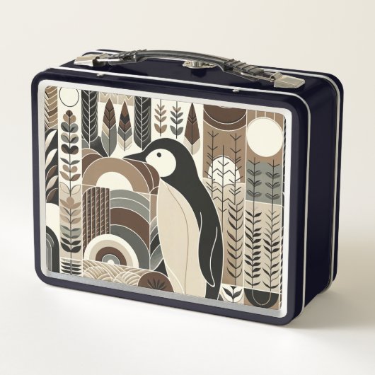 トウペモカアイボリーペンギン穀物林植物 メタルランチボックス (裏面)