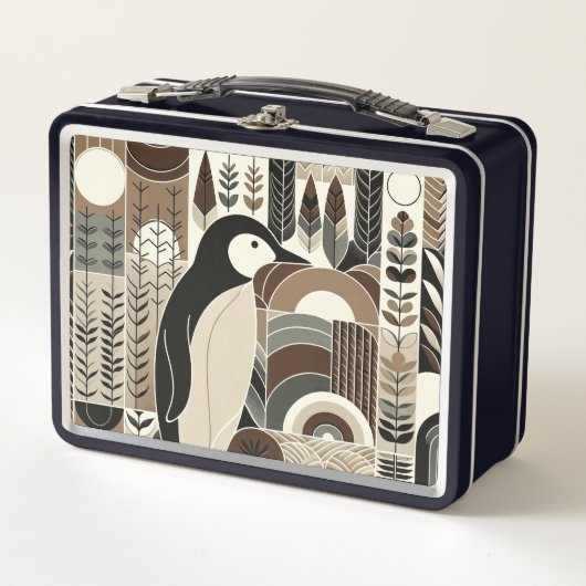 トウペモカアイボリーペンギン穀物林植物 メタルランチボックス (正面)