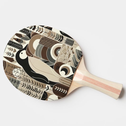 トウペモカアイボリーペンギン穀物林植物 卓球ラケット (横)