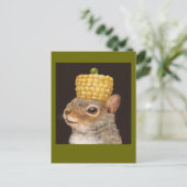 トウモロコシとエンドウの帽子を被ったリスのはがき ポストカード (スタンド正面)