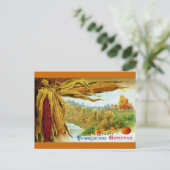 トウモロコシとカボチャのヴィンテージ感謝祭 シーズンポストカード (スタンド正面)