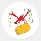 トウモロコシとビーズとマルディグラスクロフィッシュ ラウンドシール (正面)