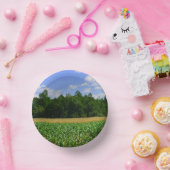 トウモロコシと小麦の畑と青い空の農村風景 ペーパーボウル (パーティー)