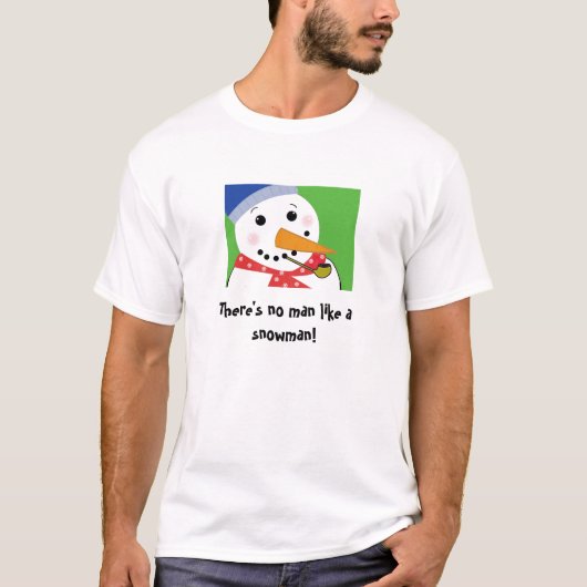 トウモロコシのパイプを持つ陽気な雪だるま Tシャツ (正面)