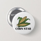 トウモロコシの星のおもしろいな野菜しゃれBBQのユーモア 缶バッジ (正面&裏面)