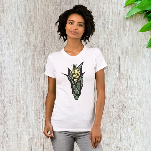 トウモロコシの田舎家風野菜デザイン Tシャツ