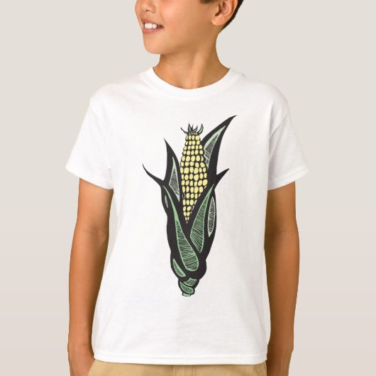 トウモロコシの田舎家風野菜 Tシャツ (正面)