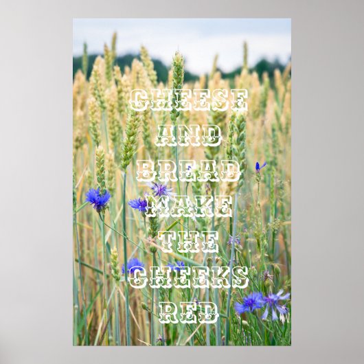 トウモロコシの花が咲く夏用小麦畑 ポスター (正面)