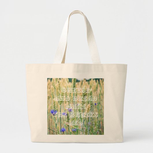 トウモロコシの花が咲く夏用小麦畑 ラージトートバッグ (正面)
