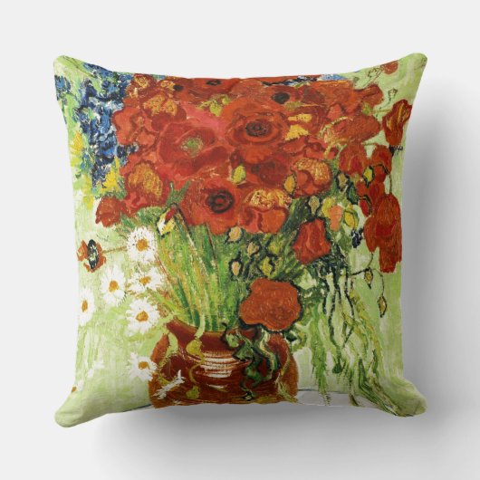 トウモロコシの花とケシのまくらを持つ花瓶 クッション (裏面)