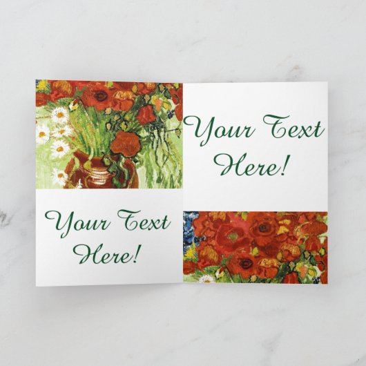 トウモロコシの花とポピーのグリーティングカード付きの花瓶 カード (内部)