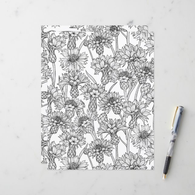 トウモロコシの花、白と黒の野生の花 (正面/裏面インサイチュ)