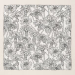 トウモロコシの花、白と黒の野生の花 スカーフ<br><div class="desc">コンフラワー付き手描きベクトルパターン</div>