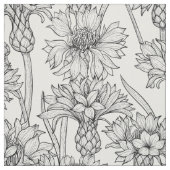 トウモロコシの花、白と黒の野生の花 ファブリック (見本)