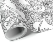 トウモロコシの花、白と黒の野生の花 ラッピングペーパー (ロールコーナー)