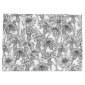 トウモロコシの花、白と黒の野生の花 ラージペーパーバッグ (裏面)