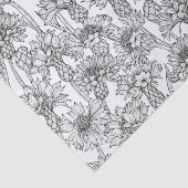 トウモロコシの花、白と黒の野生の花 薄葉紙 (詳細)