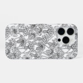 トウモロコシの花、白と黒の野生の花 iPhoneケース (裏面横)