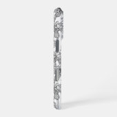 トウモロコシの花、白と黒の野生の花 iPhoneケース (右側面)